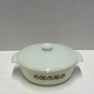 Vintage Fire King Meadow Green Baking Dish with Lid (1 1/2 qt)